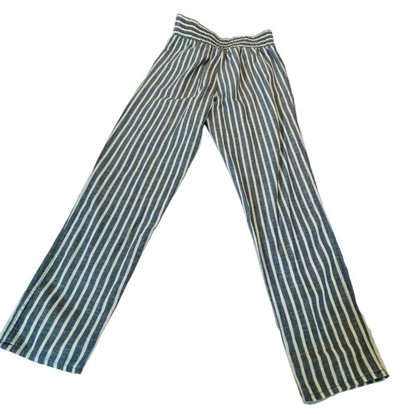 Lydelle Pants - Lydelle Women's Striped High-Waisted Pants Small Blue & White Cotton Blend